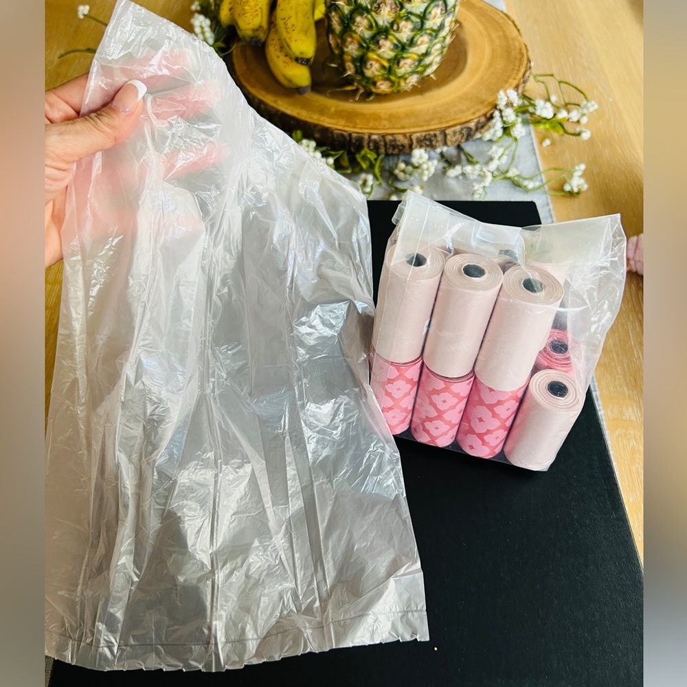 🐶(14) ROLLS DOGGY POOP WASTE BAGS IN BLUSH COLOR